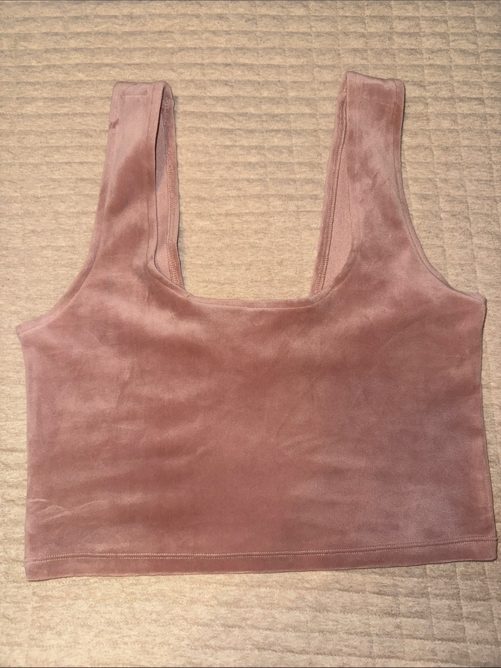 Colsie Velvet Crop Tank & Biker Set in Dusty Rose - Picture 5 of 5